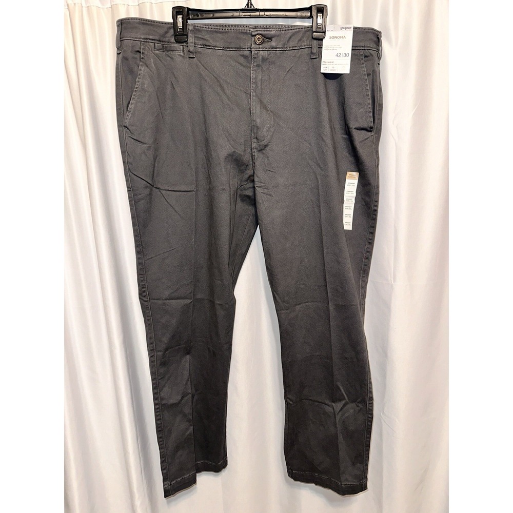 New Sonoma Pants Size 42 / 30 Gray Straight Flex wear Stretch Flat front